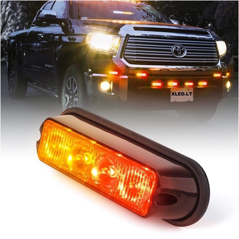 Įspėjamasis galingas 4 LED švyturėlis - raudonas 12V-24V 6