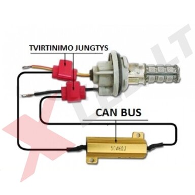 25W 10Ω "Error free" CAN BUS (21W) klaidų sistemose naikintojas 1 vnt.