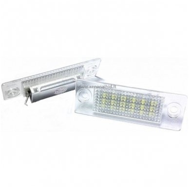 2x Sertifikuotas Led OEM Error-free numerio apšvietimas Volkswagen, Škoda automobilių 18 SMD 6000k 3