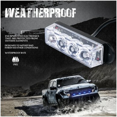 Įspėjamasis galingas 4 LED švyturėlis - raudonas 12V-24V 7 Įspėjamasis galingas 4 LED švyturėlis - raudonas 12V-24V 7