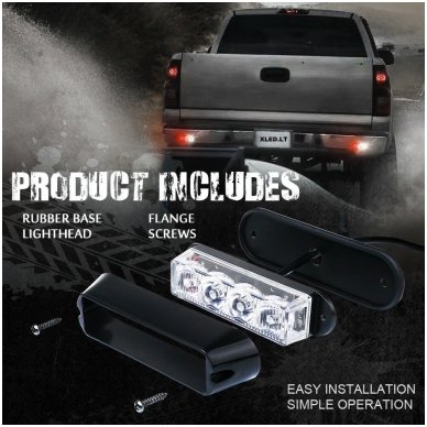 Įspėjamasis galingas 4 LED švyturėlis - raudonas 12V-24V 8 Įspėjamasis galingas 4 LED švyturėlis - raudonas 12V-24V 8