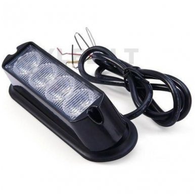 Įspėjamasis galingas 4 LED švyturėlis - raudonas 12V-24V 2