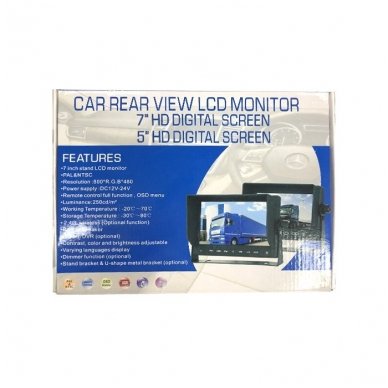 Spec. technikos LCD 7.0 colių monitorius 2 kanalų 12V-24V U-tvirtinimas 6