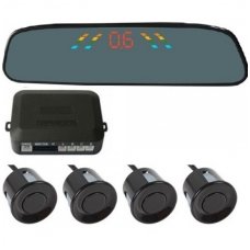 4-ių juodų daviklių parkavimosi sistema su LED ekranu veidrodėlyje "EAGLE"