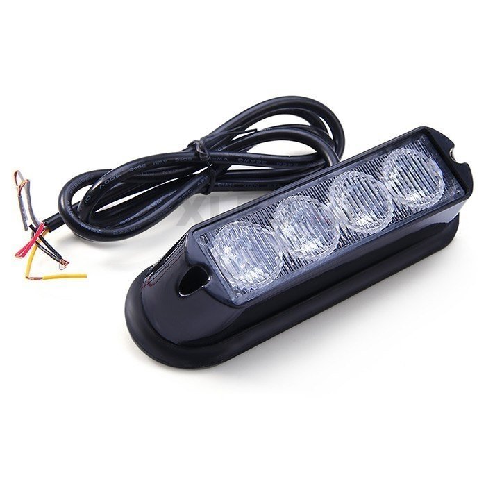 Įspėjamasis galingas 4 LED švyturėlis - raudonas 12V-24V 1