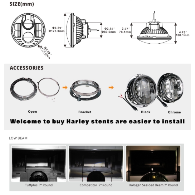 7" LED HIGH/LOW HARLEY žibinto laikilis 5 7" LED HIGH/LOW HARLEY žibinto laikilis 5