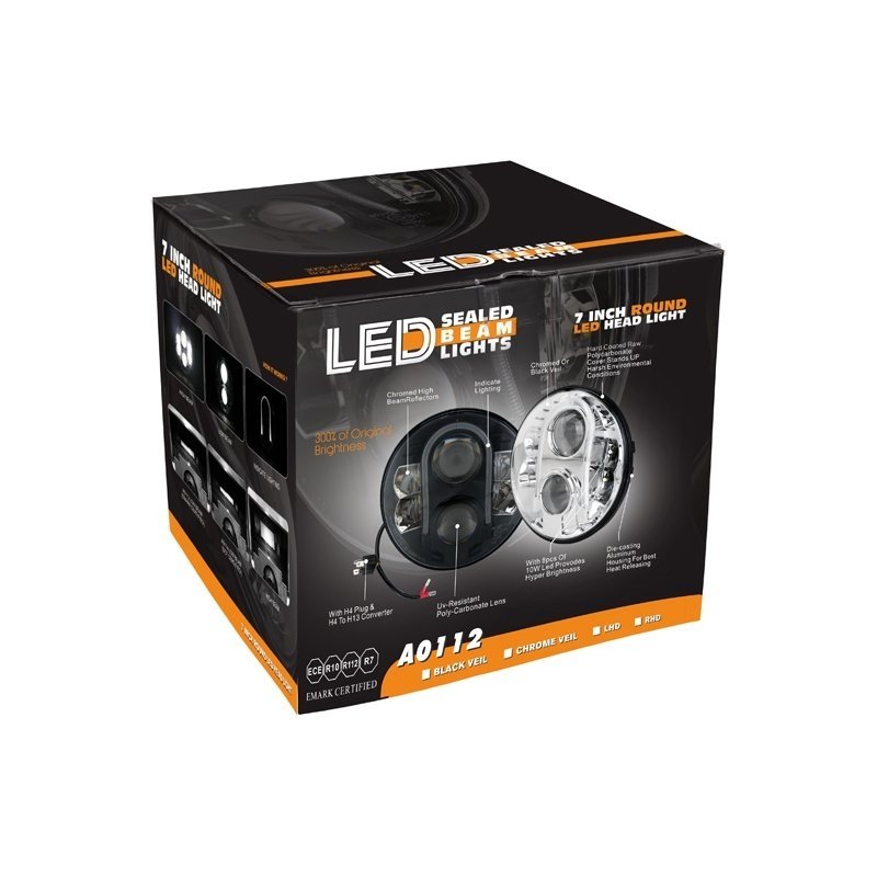 7" LED HIGH/LOW + gabaritas (A02) priekinis sertifikuotas žibintas 7