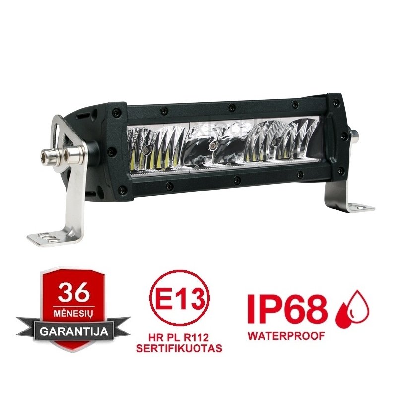 LED BAR sertifikuotas žibintas 60W 6000LM 12-24V (E9 HR PL) FLOOD 21cm