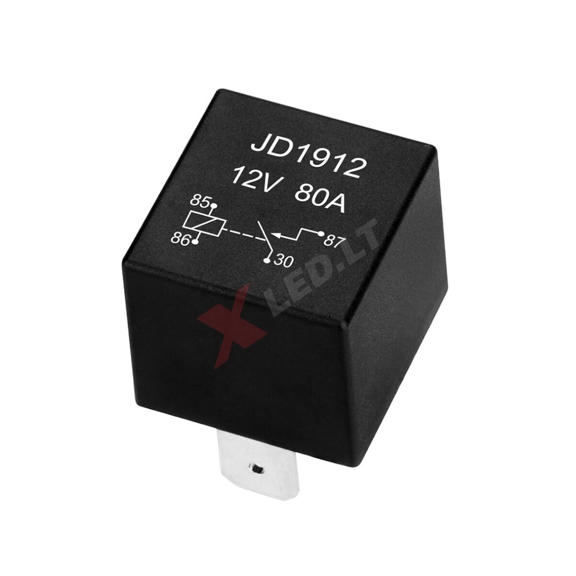 Automobilinė LED žibintų relė laidams 12V 80A 4 kontaktų
