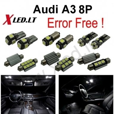 Audi A3 LED salono apšvietimo lempučių komplektas