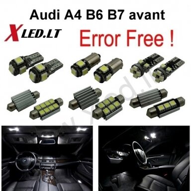 Audi A4 B6 B7 avant LED salono apšvietimo lempučių komplektas Audi A4 B6 B7 avant LED salono apšvietimo lempučių komplektas