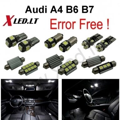 Audi A4 B6 B7 sedanas LED salono apšvietimo lempučių komplektas Audi A4 B6 B7 sedanas LED salono apšvietimo lempučių komplektas