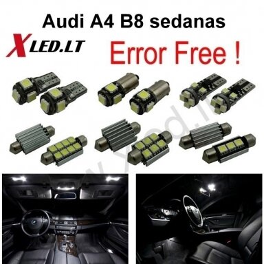 Audi A4 B8 sedanas LED salono apšvietimo lempučių komplektas Audi A4 B8 sedanas LED salono apšvietimo lempučių komplektas