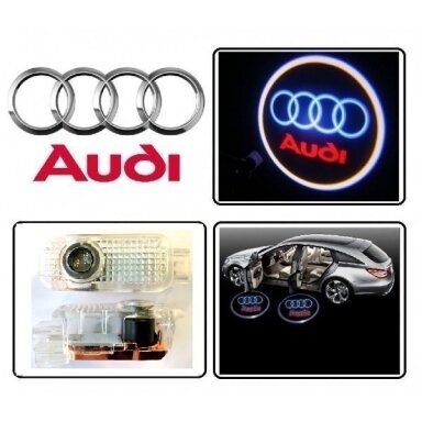 AUDI LED 3D originalus logotipas šešėlis į duris 2vnt.