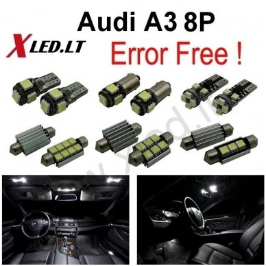 Audi A3 LED salono apšvietimo lempučių komplektas Audi A3 LED salono apšvietimo lempučių komplektas