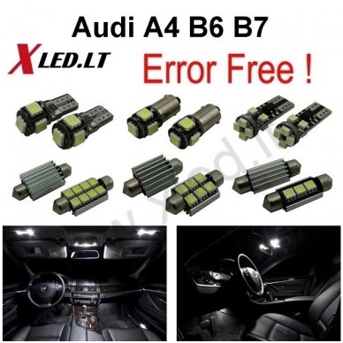 Audi A4 B6 B7 sedanas LED salono apšvietimo lempučių komplektas Audi A4 B6 B7 sedanas LED salono apšvietimo lempučių komplektas