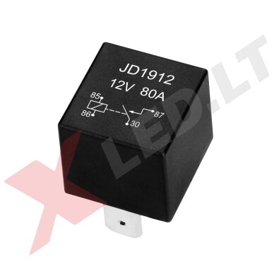 Automobilinė LED žibintų relė laidams 12V 80A 4 kontaktų