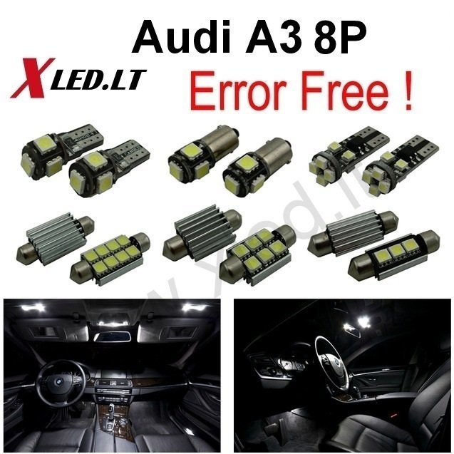 Audi A3 LED salono apšvietimo lempučių komplektas