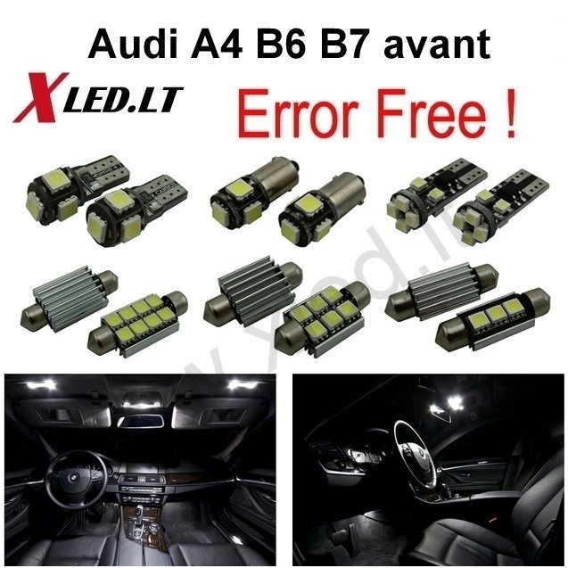 Audi A4 B6 B7 avant LED salono apšvietimo lempučių komplektas Audi A4 B6 B7 avant LED salono apšvietimo lempučių komplektas