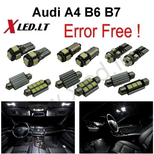Audi A4 B6 B7 sedanas LED salono apšvietimo lempučių komplektas