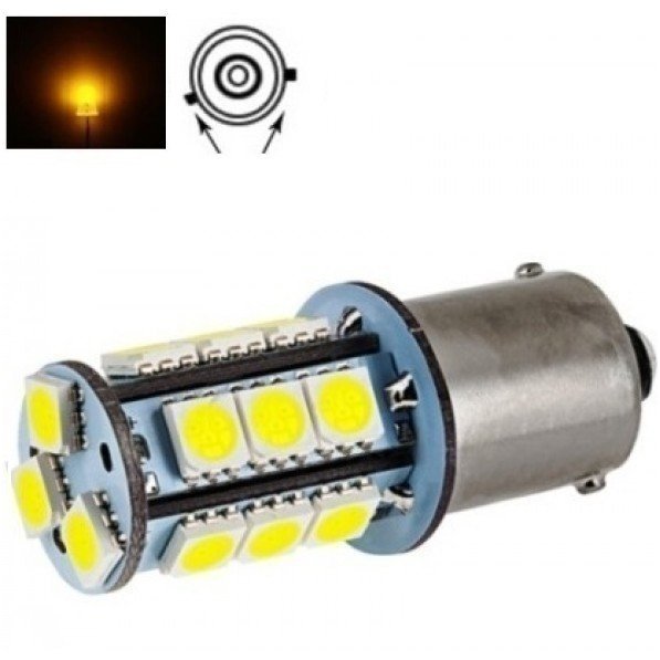 BAU15S/ PY21W 12V 2W 18 LED SMD 5050 geltona posūkių lemputė BAU15S/ PY21W 12V 2W 18 LED SMD 5050 geltona posūkių lemputė