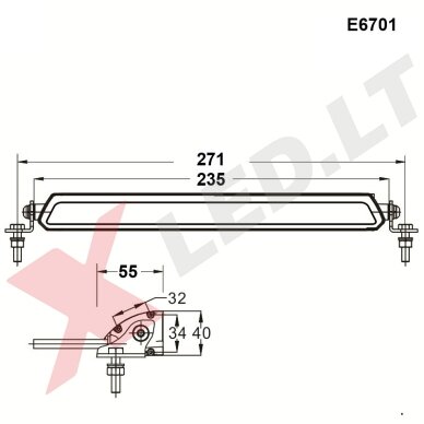 BLACK SLIM LED BAR žibintas 36W 3600LM 12-24V + posūkis ir gabaritas 27cm. 21