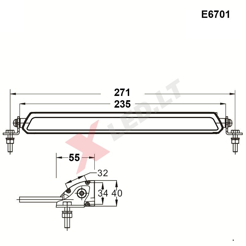 BLACK SLIM LED BAR žibintas 36W 3600LM 12-24V + posūkis ir gabaritas 27cm. 21