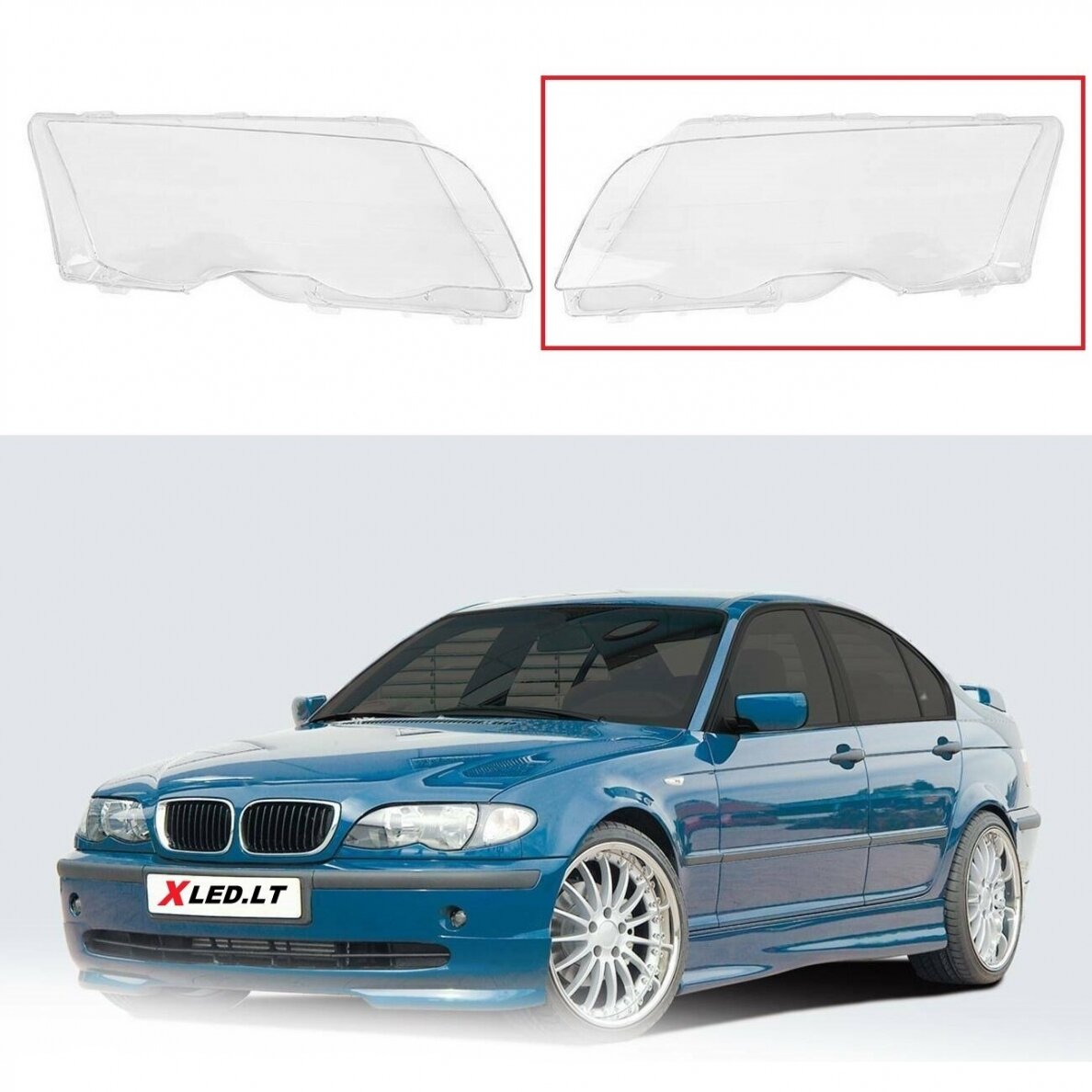 BMW 3 E46 (2001-2005) Facelift - Kairės pusės žibinto stiklas BMW 3 E46 (2001-2005) Facelift - Kairės pusės žibinto stiklas