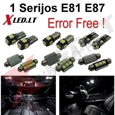 BMW 1 E81 E87 LED salono apšvietimo lempučių komplektas BMW 1 E81 E87 LED salono apšvietimo lempučių komplektas