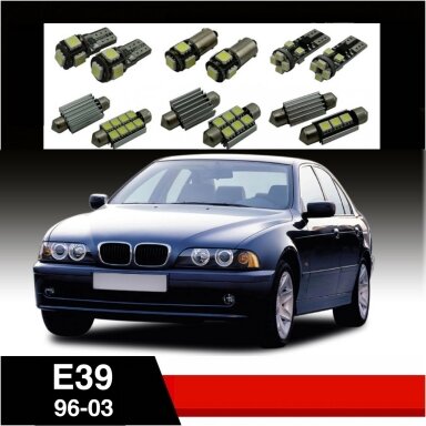BMW 5 E39 LED salono apšvietimo lempučių komplektas BMW 5 E39 LED salono apšvietimo lempučių komplektas
