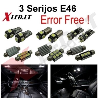 BMW 3 E46 LED salono apšvietimo lempučių komplektas BMW 3 E46 LED salono apšvietimo lempučių komplektas
