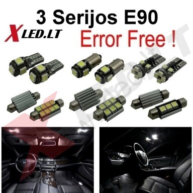BMW 3 E90 LED salono apšvietimo lempučių komplektas BMW 3 E90 LED salono apšvietimo lempučių komplektas