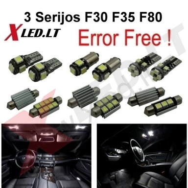 BMW 3 F30 F35 F80 LED salono apšvietimo lempučių komplektas BMW 3 F30 F35 F80 LED salono apšvietimo lempučių komplektas