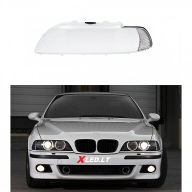 BMW 5 E39 (2000-2003) Facelift - Kairės pusės žibinto stiklas, su chromuotu posūkio reflektorium BMW 5 E39 (2000-2003) Facelift - Kairės pusės žibinto stiklas, su chromuotu posūkio reflektorium