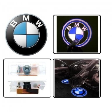 BMW LED 3D originalus logotipas šešėlis į duris 2vnt.