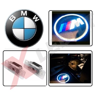 BMW M-tech LED 3D originalus logotipas šešėlis į duris 2vnt.
