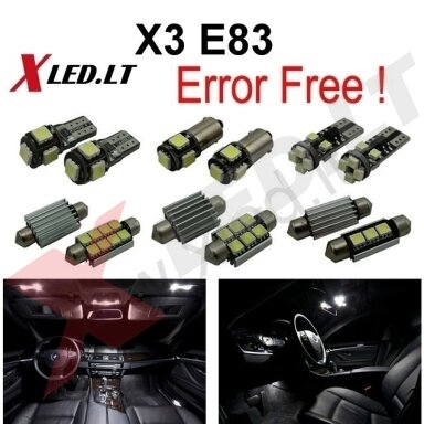 BMW X3 E83 LED salono apšvietimo lempučių komplektas BMW X3 E83 LED salono apšvietimo lempučių komplektas