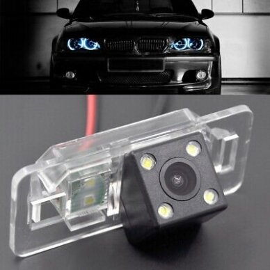 BMW 1/ 3/ 5/ X - serijos galinio vaizdo kamera numerio apšvietimas su atstumo rėmeliu NTSC