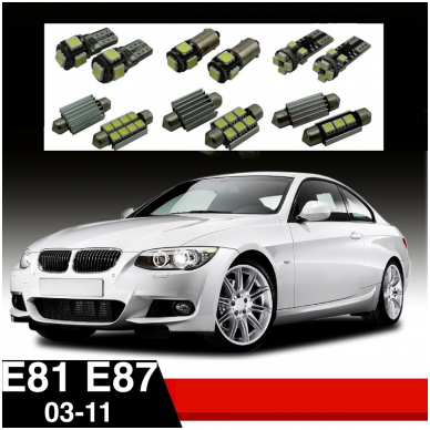 BMW 1 E81 E87 LED salono apšvietimo lempučių komplektas