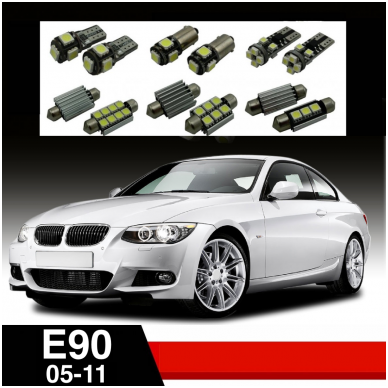 BMW 3 E90 LED salono apšvietimo lempučių komplektas BMW 3 E90 LED salono apšvietimo lempučių komplektas