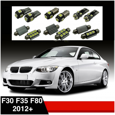 BMW 3 F30 F35 F80 LED salono apšvietimo lempučių komplektas BMW 3 F30 F35 F80 LED salono apšvietimo lempučių komplektas