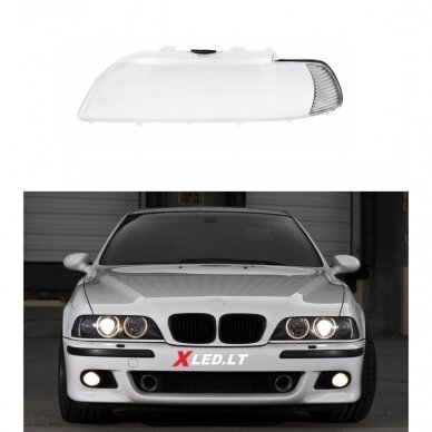 BMW 5 E39 (2000-2003) Facelift - Kairės pusės žibinto stiklas, su chromuotu posūkio reflektorium BMW 5 E39 (2000-2003) Facelift - Kairės pusės žibinto stiklas, su chromuotu posūkio reflektorium