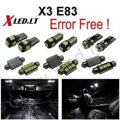 BMW X3 E83 LED salono apšvietimo lempučių komplektas 1
