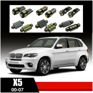 BMW X5 E53 LED salono apšvietimo lempučių komplektas BMW X5 E53 LED salono apšvietimo lempučių komplektas