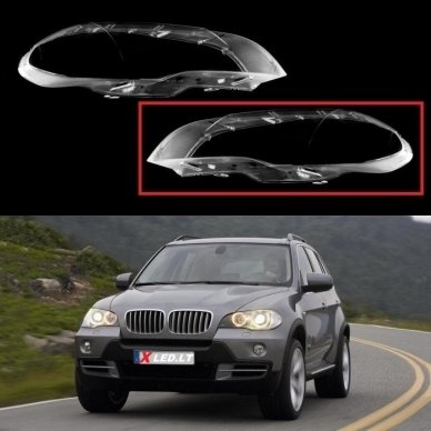 BMW X5 E70 (2007 - 2013) - Kairės pusės žibinto stiklas BMW X5 E70 (2007 - 2013) - Kairės pusės žibinto stiklas