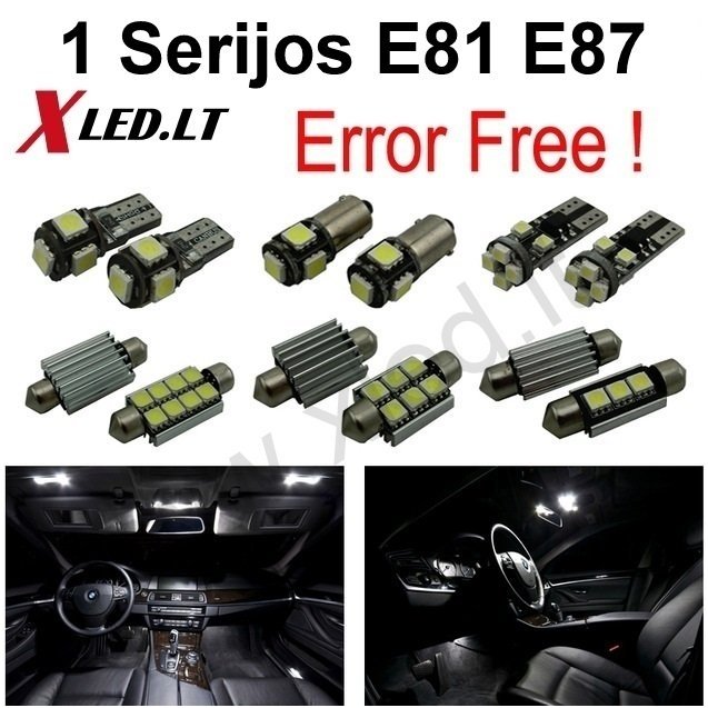BMW 1 E81 E87 LED salono apšvietimo lempučių komplektas 1 BMW 1 E81 E87 LED salono apšvietimo lempučių komplektas 1