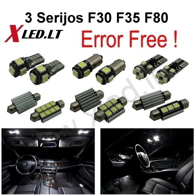 BMW 3 F30 F35 F80 LED salono apšvietimo lempučių komplektas 1