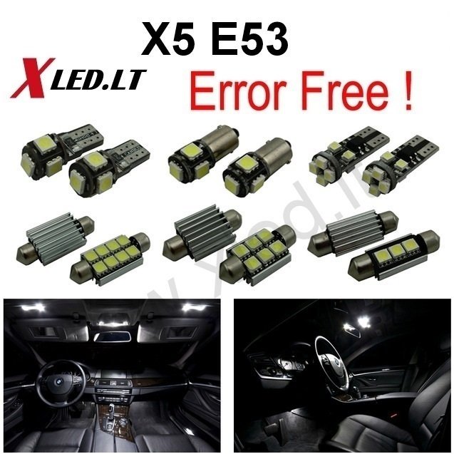 BMW X5 E53 LED salono apšvietimo lempučių komplektas 1 BMW X5 E53 LED salono apšvietimo lempučių komplektas 1