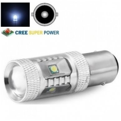 XLED +400% CREE LED P21W / BA15S 12v-24v, 9W - 700 LM galios - aukštos galios LED 6000k balta lemputė XLED +400% CREE LED P21W / BA15S 12v-24v, 9W - 700 LM galios - aukštos galios LED 6000k balta lemputė
