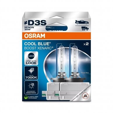 D3S OSRAM XENARC COOL BLUE BOOST 7000K 66340CBB-2HB 35W xenon lempučių komplektas D3S OSRAM XENARC COOL BLUE BOOST 7000K 66340CBB-2HB 35W xenon lempučių komplektas